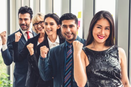 happy group business leaders