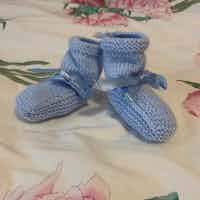 Blue Baby Booties with a Blue Ribbon