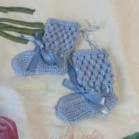 Patterned Blue Baby Booties