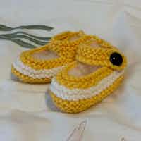 Yellow and White Baby Mary Jane Booties