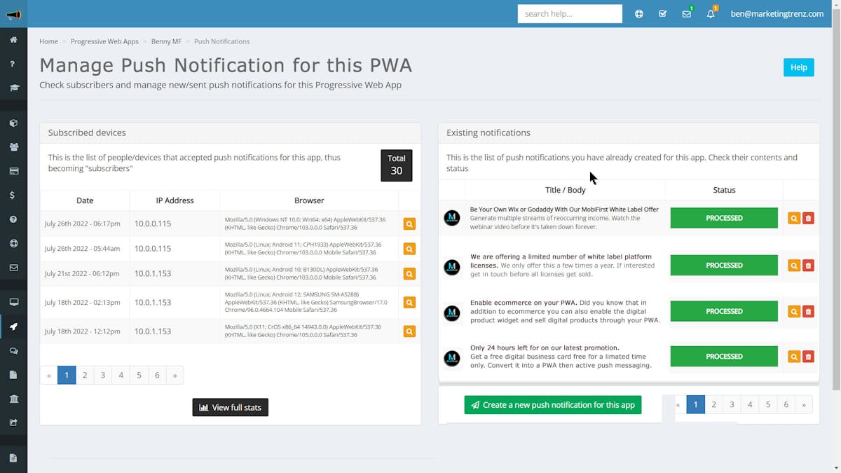 Push Notification Management