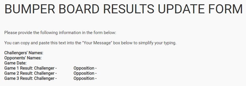 Bumper Board Contact Form