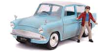 1959 Ford Anglia Light Blue Weathered with Harry Potter Diecast Figurine 1-24 Diecast Model Car