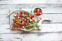 Biltong Avocado strawberries salad 