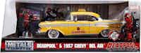 1957 Chevrolet Bel Air Taxi Yellow with Deadpool Die-cast Figure