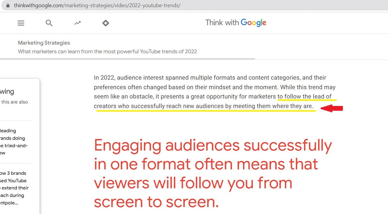 Post from Google about engagement