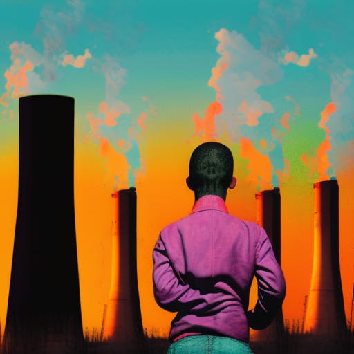 Person looking at pollution from smoke stacks