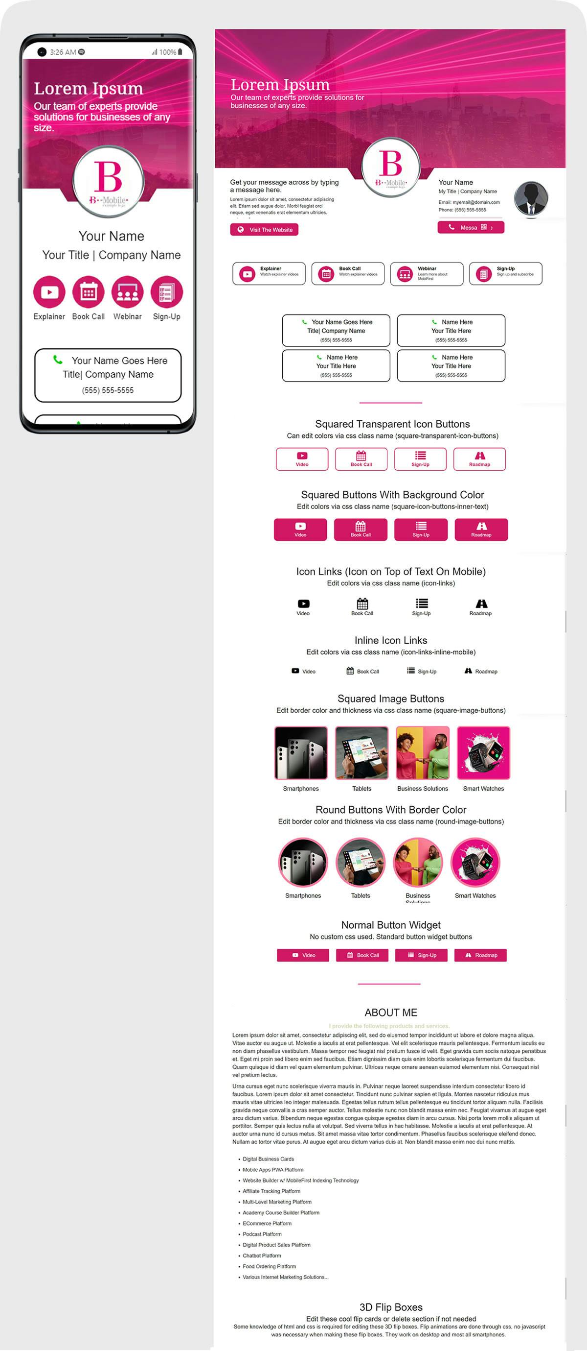 MobiFirst Pink Template With Logo Notch Cutout