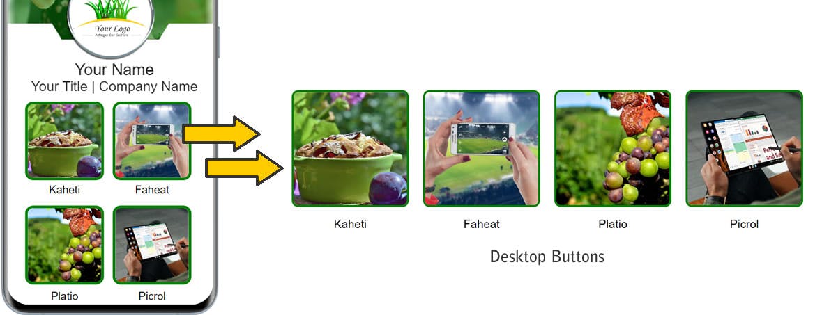 MobiFirst squared image buttons with colored border outline.