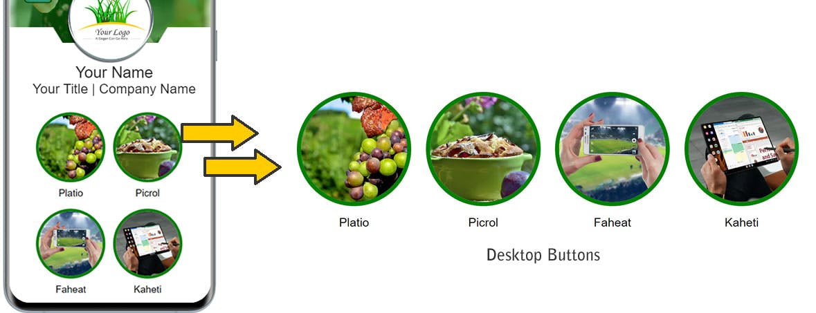 MobiFirst round image buttons with colored border outline.