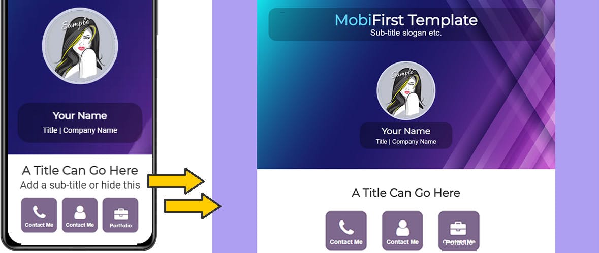 MobiFirst template shown on both desktop and mobile displays.