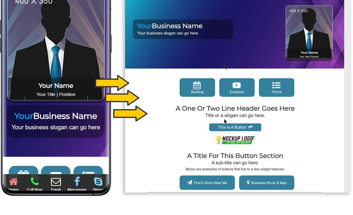 MobiFirst digital business card shown on mobile and desktop.