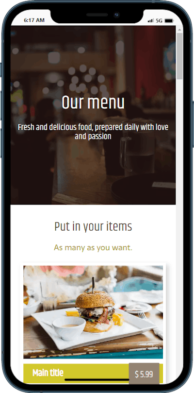 Food Menu with Food Ordering Widget