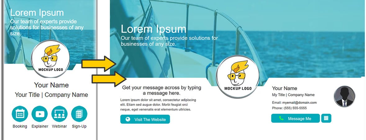 Preview of the green themed MobiFirst template on both mobile and desktop views.