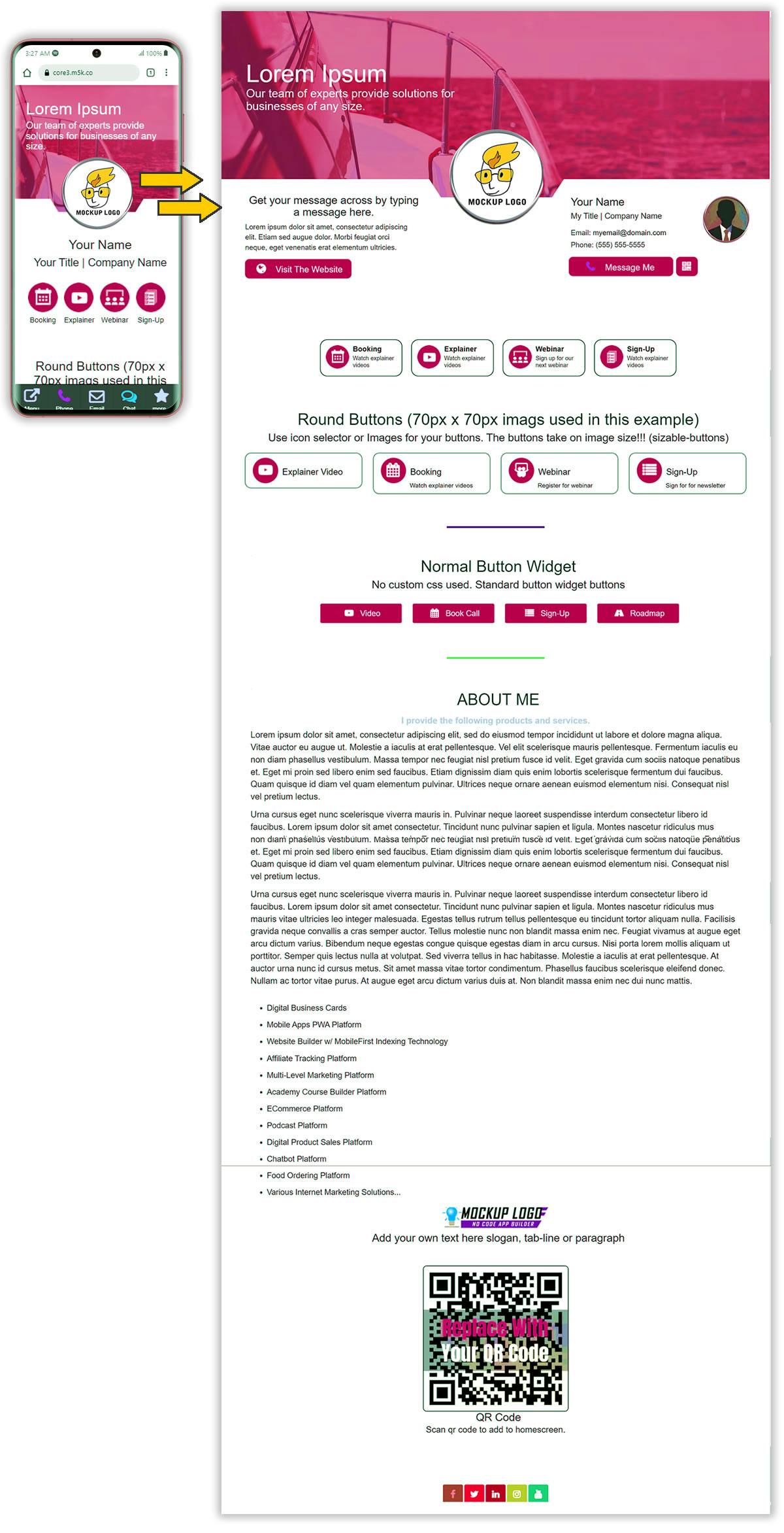 Mobile First Teal Website and Digital Business Card Template