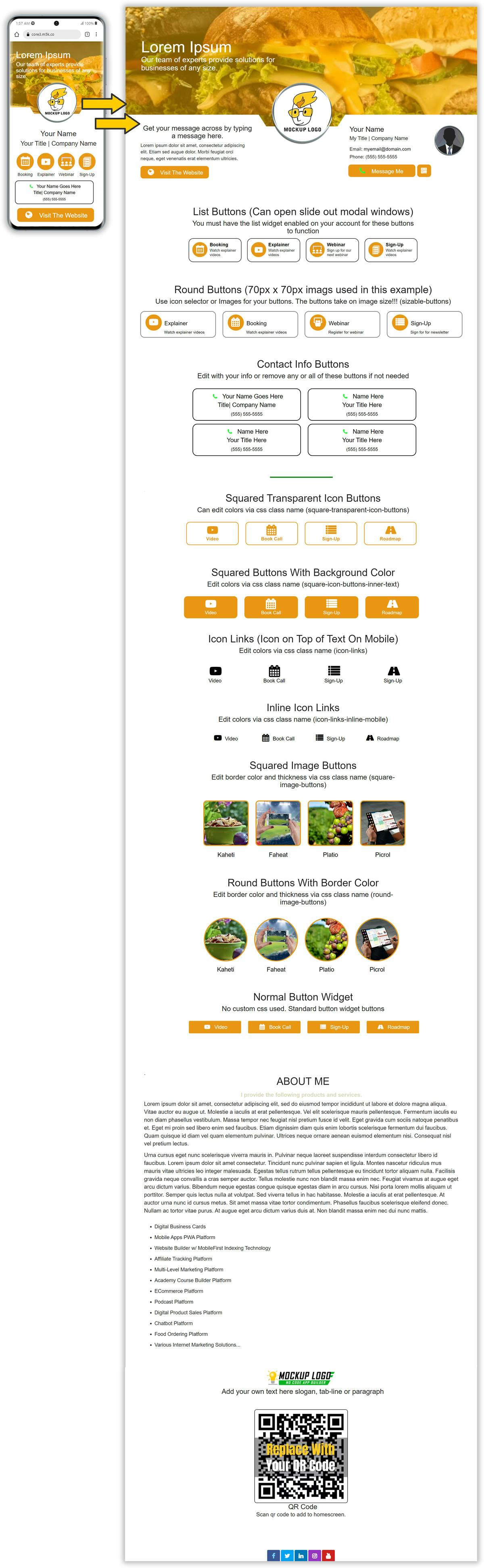 Mobile and desktop view of the MobiFirst orange themed template.