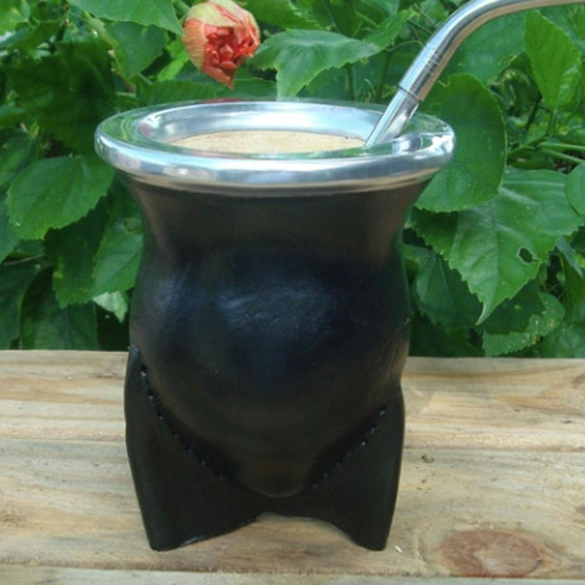 Black Leather Wooden Vessel