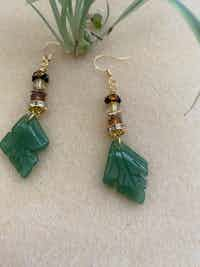 Gemstone Leaf Earrings