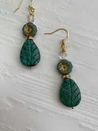 Aventurine Leaf Earrings