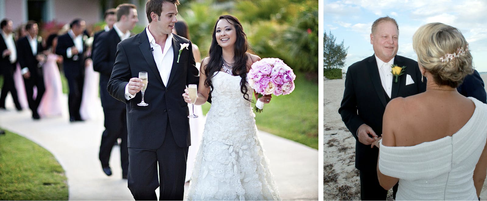 Beach wedding setup in Nassau for cruise couples