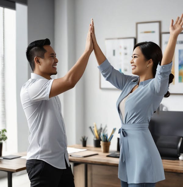 mobifirst philippines image of man and woman doing a high five 