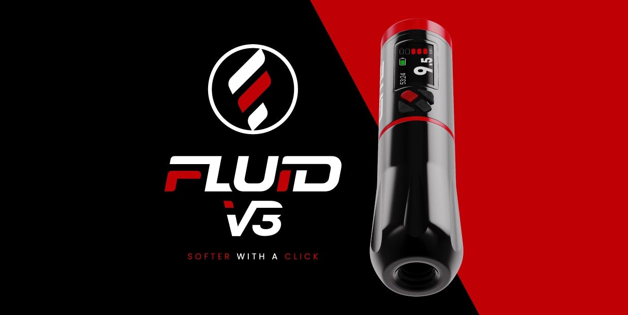 La macchina da tatuaggio Fluid più avanzata mai costruita. Scopri ora la nuova funzione SOFT.