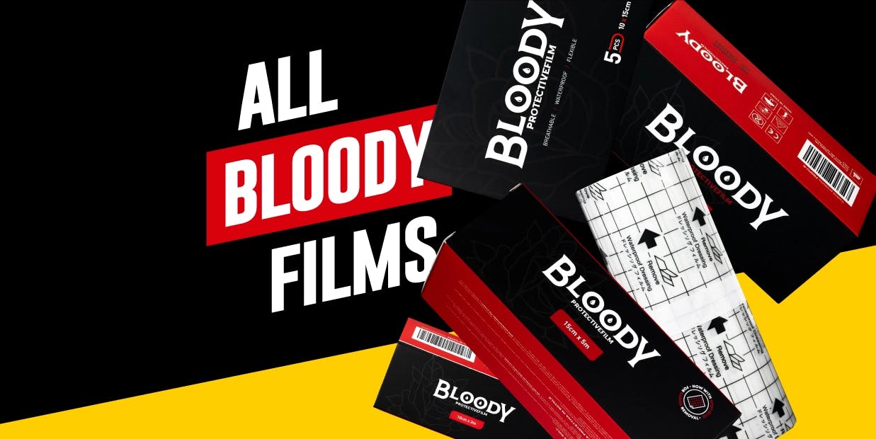Scopri la linea di pellicole protettive Bloody per tattoo.