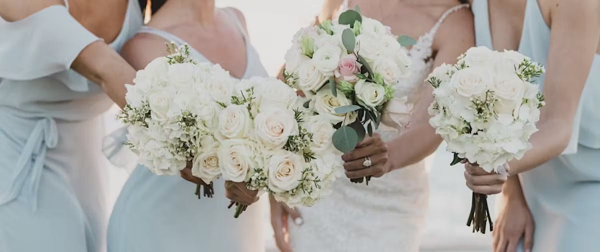 Beautiful Bahamas destination wedding ceremony on pristine beach with crystal clear waters