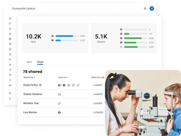 Referral Reports: Measure referral success Easily track the number of referral requests sent and shared, from a single dashboard.