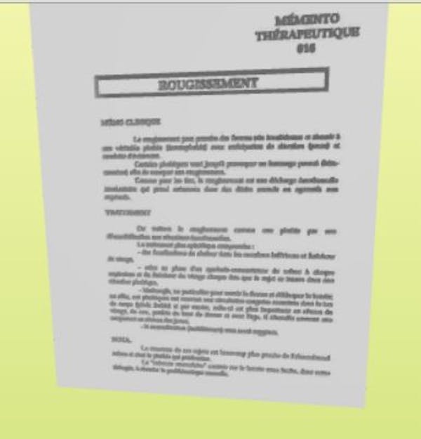 exemple d'une fiche psy pour la thérapie contre le rougissement