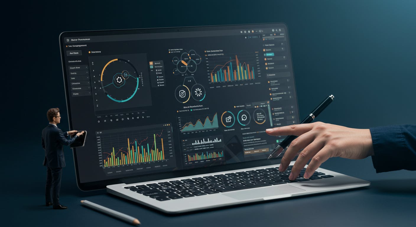 An AI-powered SEO dashboard optimizing meta descriptions, analyzing keywords, and automating content structuring for higher rankings.