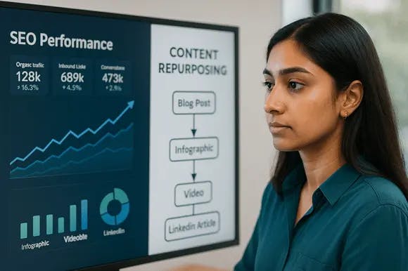 visual map and SEO analytics showing gains from content repurposing