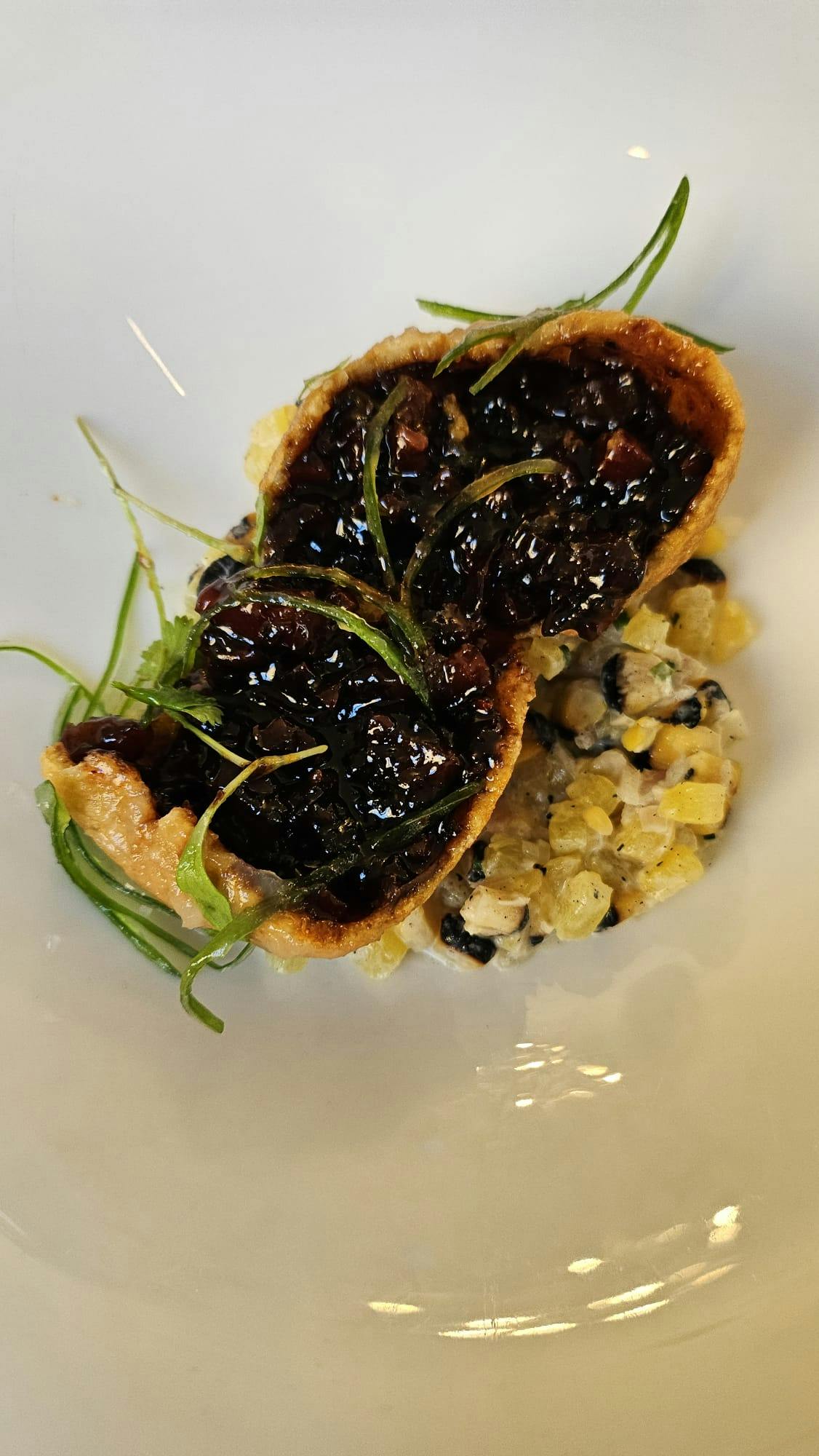 image of open pork beignet