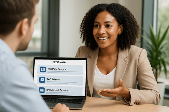 Website owner using SEOBoostAI to automate schema generation and ensure structured data compliance.