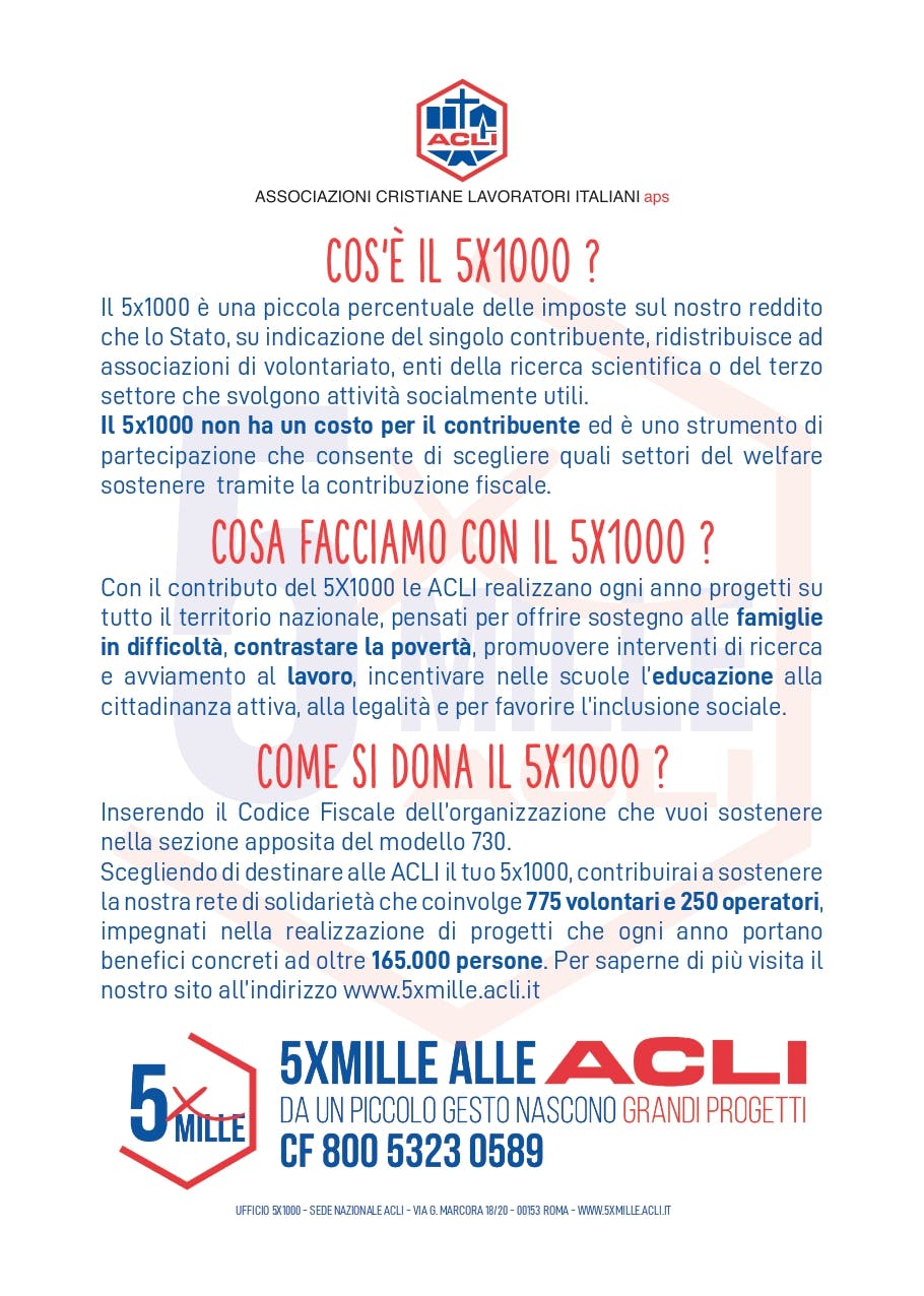 Dona il tuo 5xmille alle ACLI
