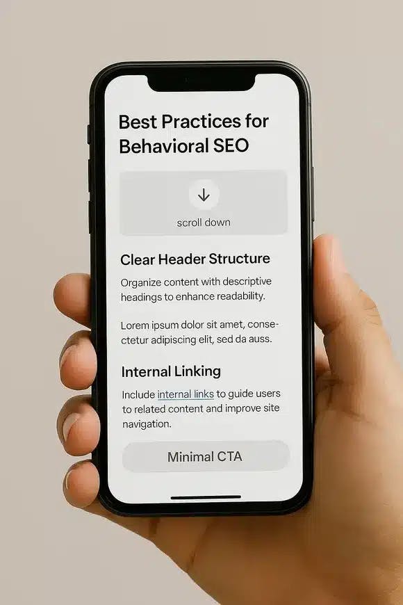 Mobile interface demonstrating best practices in behavioral SEO with visible engagement elements