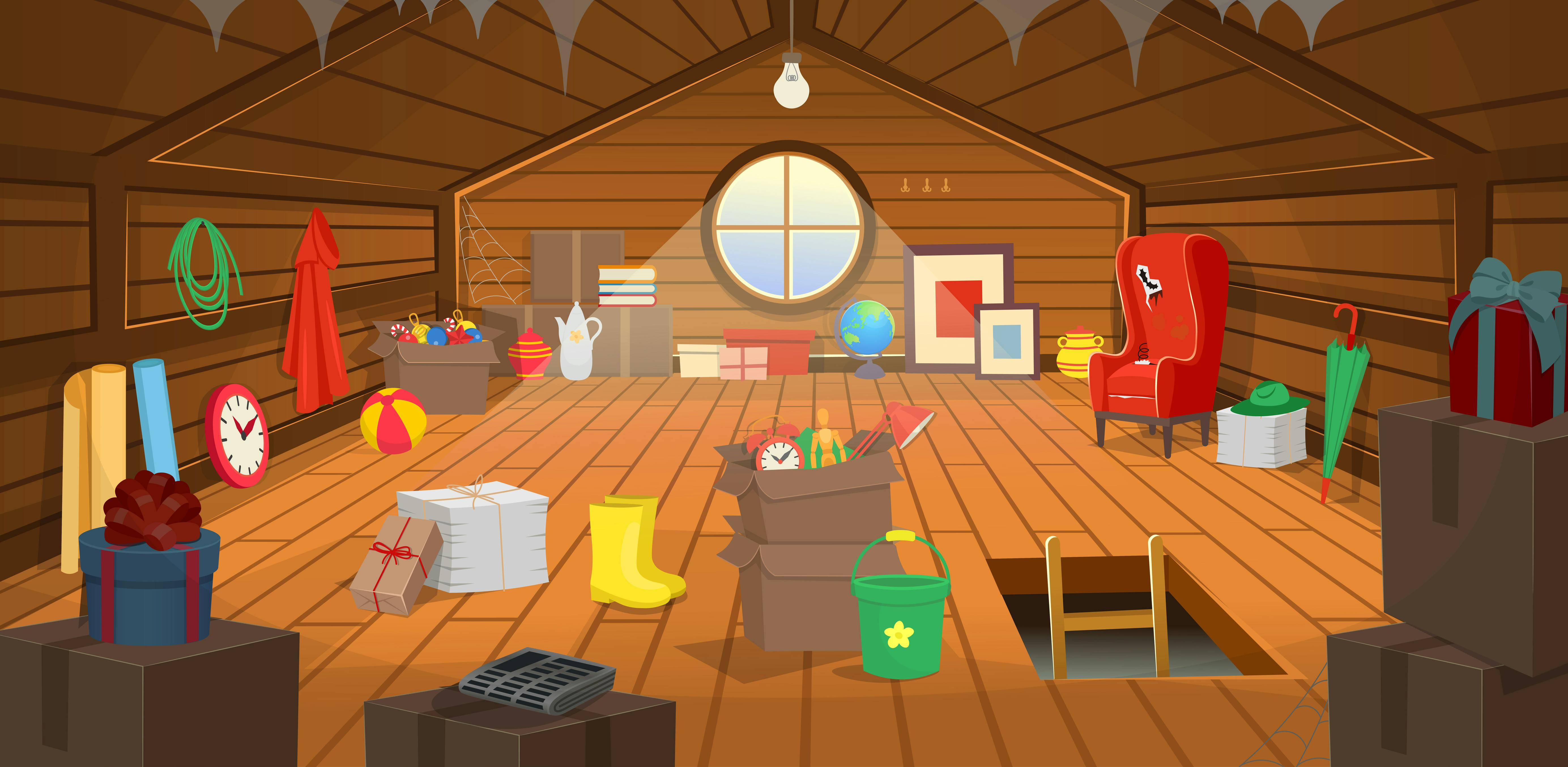 image of loft filled with rubbish